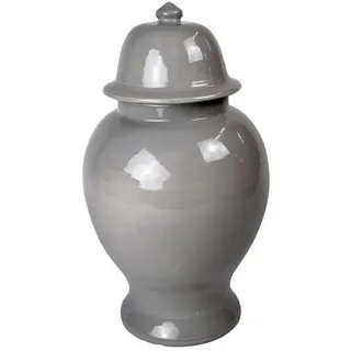 Signature Home Collection Dekovase Keramikvase mit Deckel Tempelvase aus Keramik (1 Stück, 1 Keramikvase mit Deckel), Handgefertigte Keramik aus Italien grau