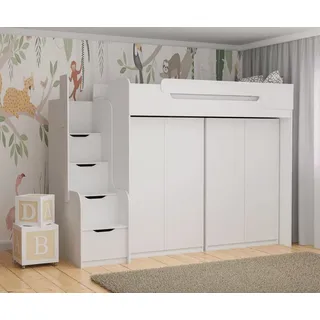 Möbel-Zeit Hochbett Hochbett DORIAN mit 2 Schränken