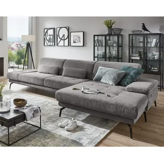 Ecksofa Couch rechts MP-IN20126 Cord Famosa grey mit Sitztiefenverstellung