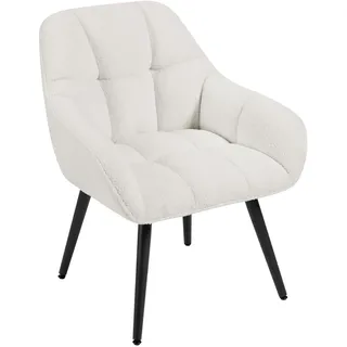 WOLTU Relaxsessel Schminktisch Stuhl, Ohrensessel modern, für Schlafzimmer Wohnzimmer, Balkon, Lesesessel mit Polster, Metallbeinen, 150 kg belastbar, Creme