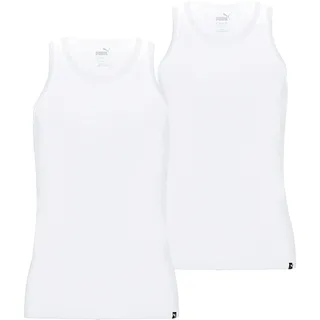 Puma Herren Tank Top 2er Pack Basic, Vorteilspack, Unterhemd, Rundhals, Single Jersey, einfarbig Weiß / S