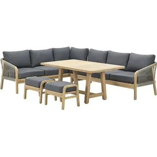 Garden Impressions Santos Lounge-Dining Set - 5-teilig - Links - acacia white wash - rope dark grey - mystic grey