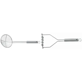 WMF Profi Plus Schaumlöffel Edelstahl 36,5 cm, Schaumkelle, Cromargan & Kartoffelstampfer 29 cm, Spülmaschinengeeignet