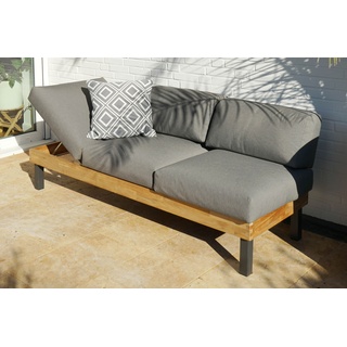 Ploß Skagen Design Sofa, Grau, Aluminium/Teak, 195x75x68 cm, FSC-zertifiziert, Verstellbar