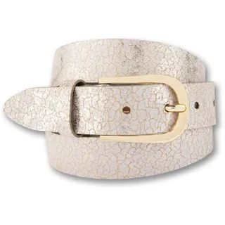 Ledergürtel BERND GÖTZ "Ledergürtel mit glänzend changierendem Metalleffekt", Damen, Gr. 110, beige (beige, gold), Rindsleder, Gürtel Ledergürtel