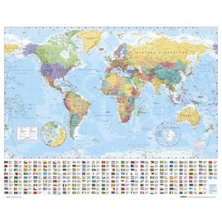 Maps - World Map - Mini Poster Landkarten Poster Politische Weltkarte Version in Englisch - 50x40 cm