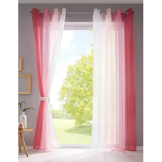 Gardinenbox Farbverlauf Gardinen Ösen 145 x 140 cm Rosa 2 St.