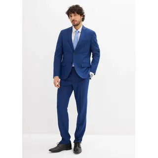 bonprix Anzug mit Krawatte in Slim Fit (3-tlg.Set), blau, Gr.56, Perfekter Sitz dank Elasthan-Anteil
