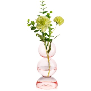 Hewory Vasen Deko Glasvase, Vase Rosa Vase Glas Blumenvase für Tischdeko, Donut Spiral Runde Vase Aesthetic für Wohnzimmer Deko Modern Schlafzimmer Wohnkultur
