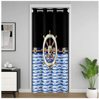 LuxusKollektion Türvorhang Türvorhang blau schwarz maritim (1 St) schwarz 132 cm x 203 cm