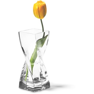Leonardo Volare Vase, geschwungene dynamisch geformte Blumenwase mit massivem Eisboden, handgefertigtes Klarglas, Höhe 20 cm, 450 ml, 014099