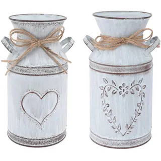 YARNOW 2 Stücke Vintage Blumenvase Rustikal Milchkanne Landhausstil Dekovase Retro Metallvase französische Eimer Shabby Chic Übertopf Kaktus Topf Eisen Blumentopf Blumeneimer Tischdeko