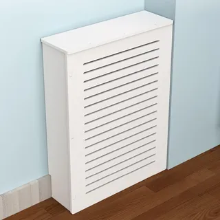 Heizungsabdeckung Heizkörperverkleidung Heizkörperabdeckung Weiß Schrank Radiator cover Holz Modern Heizkörperregal Heizungsverkleidung Hoch Heizkörper Abdeckung für Schlafzimmer Wohnzimmer(L70*H80*W1