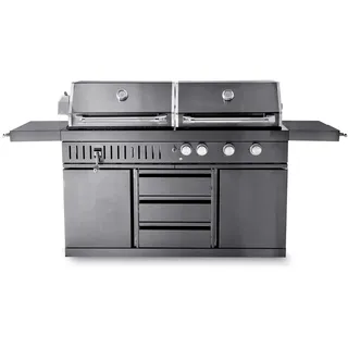 MyOutdoorKitchen Freistehender Gas- und Holzkohlegrill Black Collection