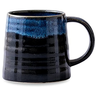 SECELES Teetasse Groß 400ml, handgemachte Keramik Große Kaffeetassen Becher für Büro und Zuhause, großer Griff, mikrowellen- und spülmaschinenfest, stilvolle Texturglasur (Starry Blue)