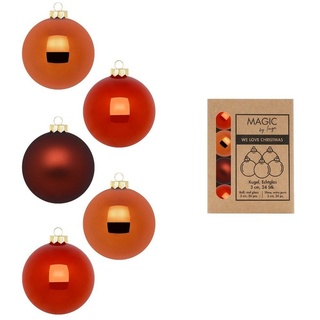 MAGIC by Inge Christbaumschmuck, Weihnachtskugeln Glas 3cm 24 Stück - Glowing Amber braun|orange