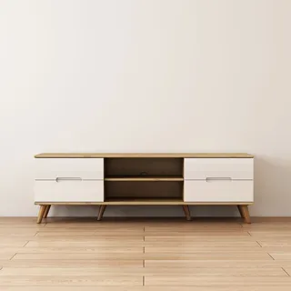 OTTO home Lund TV-Lowboard 160 cm Weiß Holz/Kunststoff/MDF/Spanplatte/Melamin