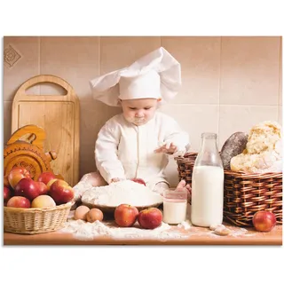 Wandbild ARTLAND "Küche Junge Kind Backen", braun (farbe bild(er): braun), B:40cm H:30cm, Bilder, als Alubild, Leinwandbild, Poster in verschied. Größen
