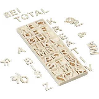 Relaxdays Holzbuchstaben Set 162 tlg. beige