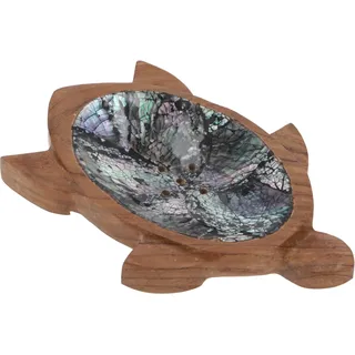 Holz Seifenschale mit Perlmutt Muscheleinlage, oval, dekorativ, Schildkröte | Dekorative Seifenschale aus wasserbeständigem Kokosholz, langlebig und pflegeleicht, elegantes Design.