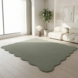 TapisTrend Zotteliger Teppich Waldgrün 140x200 cm Schlichter, wellenförmig gemusterter mit weichem 19 mm Flor für Wohnzimmer, Schlafzimmer und E... - Grün