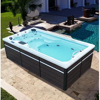 CANADIAN SPA CO. 2025 St Lawrence Schwimmspa Outdoor Winterfest, 4 Meter, 5 Personen, Swim Spa mit LED Beleuchtung, Lautsprecher und Isolierabdeckung