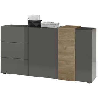 MCA furniture Sideboard »Sideboard Positano mit Schubkästen, grau Hochglan« grau