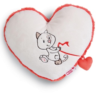 NICI 49416 Kissen Katze Herz 26x22cm weiß-Nachhaltiges Flauschiges Kuschelkissen für Jungen, Mädchen, Babys und Kuscheltierliebhaber – ideal für Zuhause, Kindergarten oder unterwegs