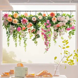 Fenstersticker Frühling Fensterdeko, Fensterbilder Blumen Selbstklebend, Fenster Aufkleber Frühlingsdeko, Deko Frühling Fensteraufkleber Kinderzimmer Frühling Sommer Fenster Deko (C)