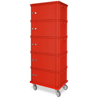 BRB-Lagertechnik Aktenturm mit Roller 5-tlg. rot
