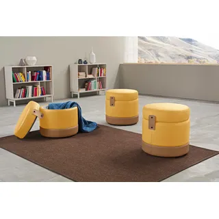 Egoitaliano Hocker Tonder Leder 50 x 50 x 50 cm Gelb
