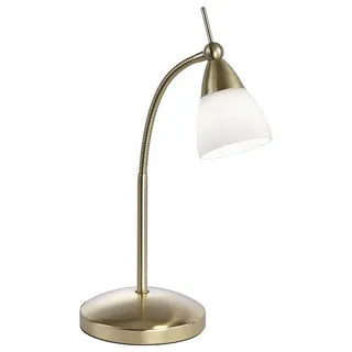 Paul Neuhaus LED Tischleuchte LED Tischleuchte PINO, 1xG9/3,00Watt, Warmweiß, 3 Stufen Touchdimmer Flexarm weiss Glas Klassiker goldfarben