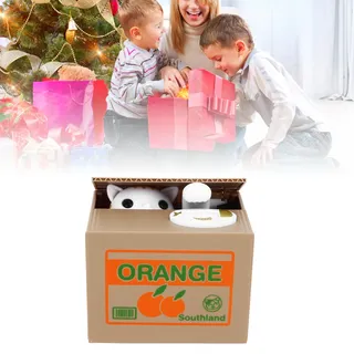 Automatische Spardose In Form Einer Weißen Katze Für Kinder Mit Beweglichem Arm Und Tablett Zum Erlernen Des Sparens Von Münzen