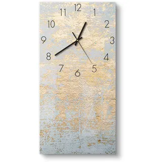 DEQORI Glasuhr | horizontal 30x60 cm | Motiv Wand mit Gold-Struktur | große XXL Design Uhr aus Glas | leise Wanduhr für Wohnzimmer & Küche | moderne Hingucker Uhr für die Wand