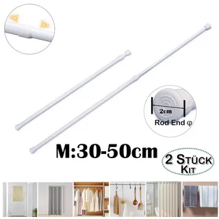 BTTO Vitragenstange Scheibenstange Klemmstange Ø 20/30mm,Gardinen Stange Ohne Bohren, Edelstahl für Türöffnungen,Kleiderschrank,Fensterrahmen,Schlafzimmer weiß