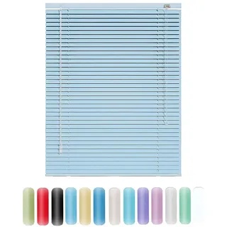 Jalousie Aluminium 25cm 45cm 50cm 70cm 90cm 100cm 120cm 160cm Breit, Alu-Jalousetten, Sichtschutz, Jalousette Horizontale tür Fenster Innen Außen Küche Haushalt(Light Blue)