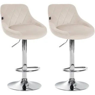 CLP Barhocker Lazio 2er Set 360° drehbar höhenverstellbar Samt creme