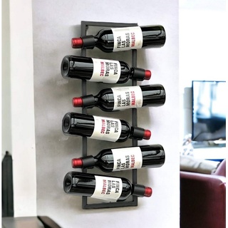 DanDiBo Ambiente DanDiBo Weinregal Wand Metall Schwarz Flaschenregal Flaschenständer Flaschenhalter für 6 Flaschen Schmal Modern Design -