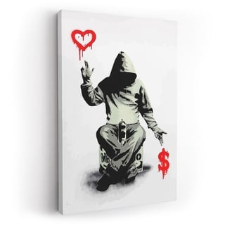 ArtMind XXL-Wandbild Love VS. Money - Graffiti, Premium Wandbilder als Poster & gerahmte Leinwand in 4 Größen, Wall Art, Bilder fürs Wohnzimmer und Büro