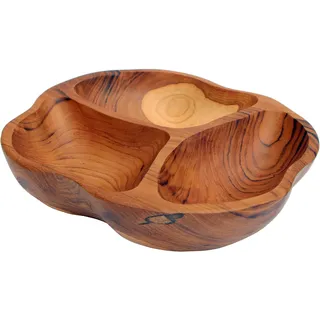 Große 28 cm Teakholz Holz Obst Konfekt Snack Knabber Schale Handarbeit Teak 11