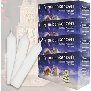 Ebersbacher Kerzenfabrik Adventskerze 200er Set Erzgebirge Pyramidenkerzen, Ø 1,4 x H 7,4 cm, weiß weiß