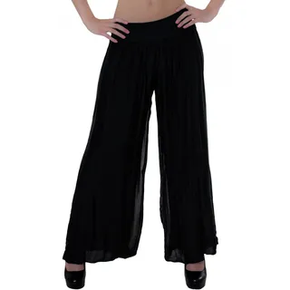 Caspar KHS010 Damen Elegante Lange Marlene Hose Hosenrock mit Seidenanteil und hohem Stretch Bund, Farbe:schwarz, Größe:S-M - S-M