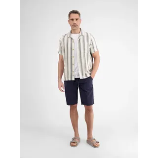 Kurzarmhemd LERROS "LERROS Streifenhemd mit modischen Resort Kragen" Gr. M, Normalgrößen, weiß (broken white) Herren Hemden Kurzarm