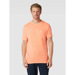 T-Shirt aus Leinen mit Brusttasche Modell 'ECSTASEA', Neon Orange, XL