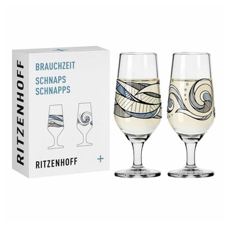 Ritzenhoff Schnapsglas 2er-Set Brauchzeit 005, 006, Kristallglas, Made in Germany weiß
