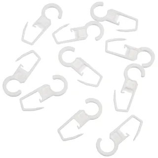 GARDINIA Faltenlegehaken für Gardinenringe, Ø Öse 10 mm, Vorhang- und Gardinenhaken für Ringe, 10 Stück, Kunststoff, Weiß