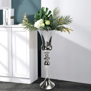 Bodenvase Blumenvase Große Metallvase Pokalvase Eisen Tischvase Dekovase Modern Silber Vase Bauernsilber 74 cm
