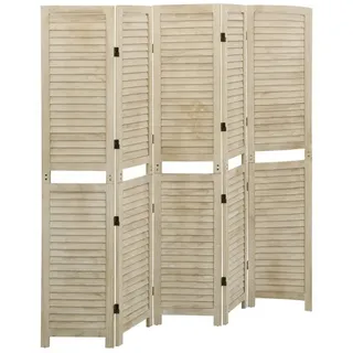 furnicato Raumteiler aus Massivholz 175x1,5x165 cm im Vintage-Stil, 1-tlg., Klappbarer Sichtschutz mit Lüftungsschlitzen für das Schlafzimmer braun 175 cm x 165 cm x 1.5 cm