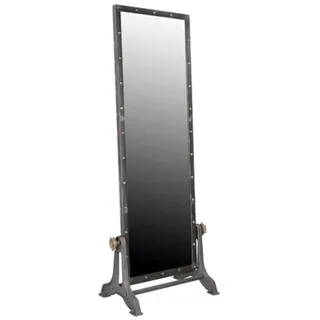 Casa Padrino Vintage Industrial Standspiegel Aluminium schwenkbar 194 cm - Möbel Metall Spiegel