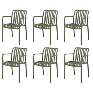 Gardissimo Gartenstuhl 6 er Set Kunststoff Stapelstuhl Lido (Spar-Set, 6 St), stapelbar / wetterfest / pflegeleicht / stabil grün